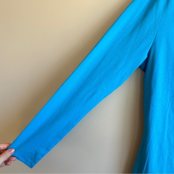 Boston Proper Blue Asymmetric Cut-Out Cold Shoulder Long Sleeve Top M - Picture 9 of 11